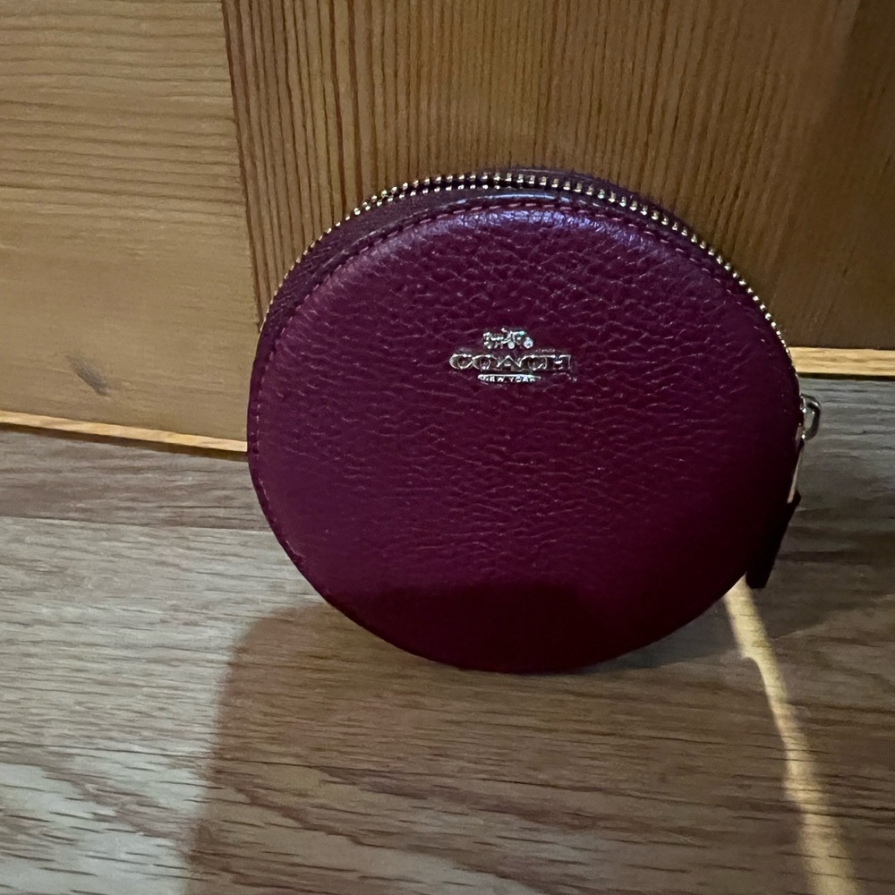Coach Maroon Leather Coin Pouch
